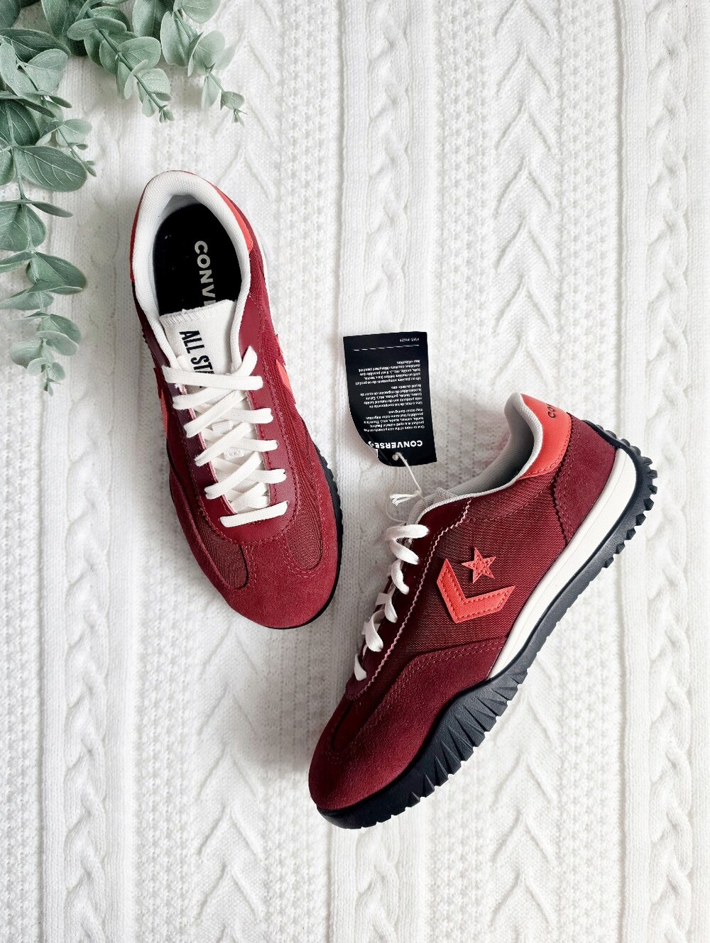 Converse Run Star Retro Sport Trainer Sneakers Suede Athletic Red Park 6 7.5 NEW